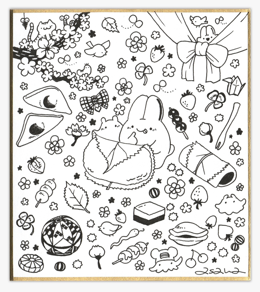 (完売)1/4サイズ色紙/原画)ゲーム「Heartreasure」ボールペン直筆色紙(1点のみ)