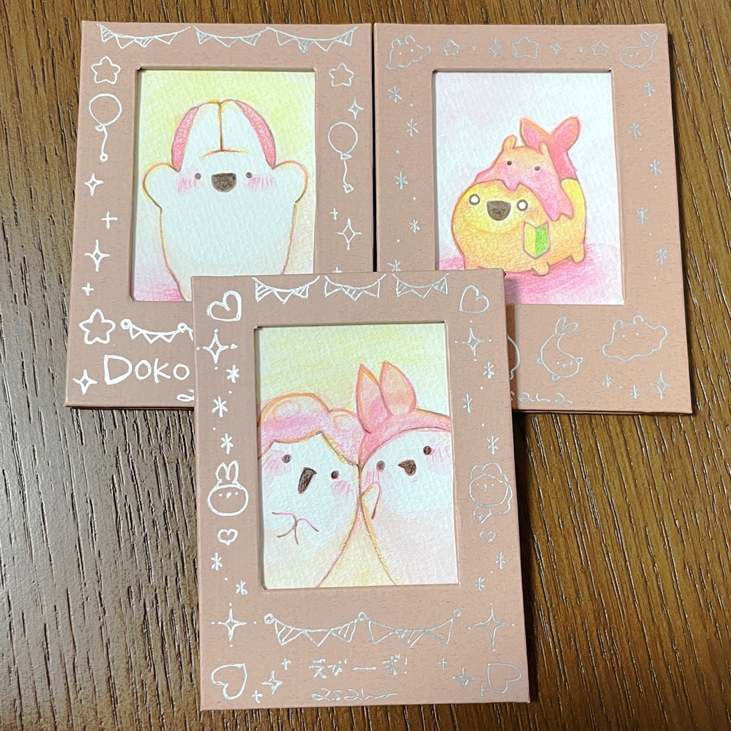 (ミニ原画)ドコドコうさぎ・えびーず・エビフライ&メンダコ