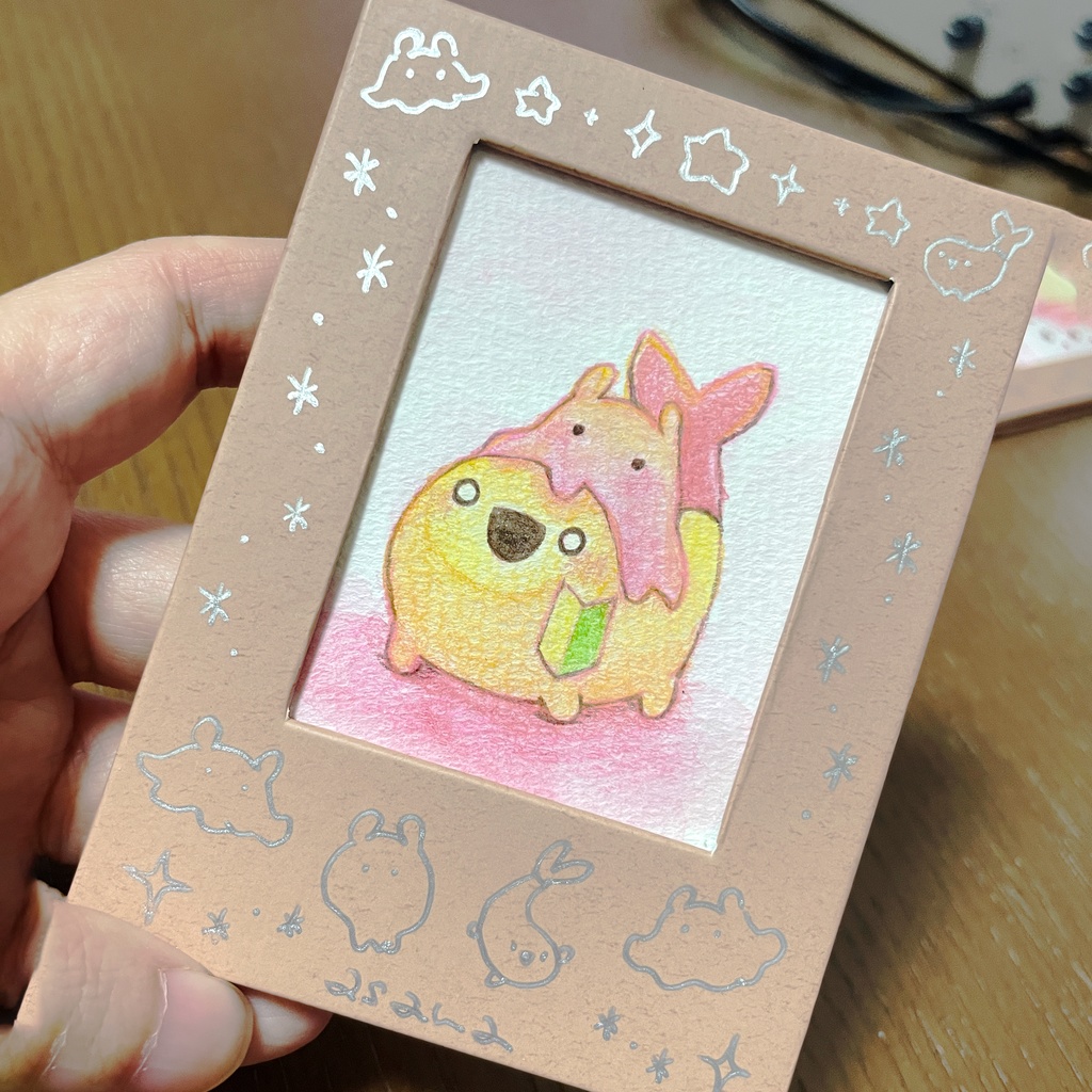 (ミニ原画)ドコドコうさぎ・えびーず・エビフライ&メンダコ