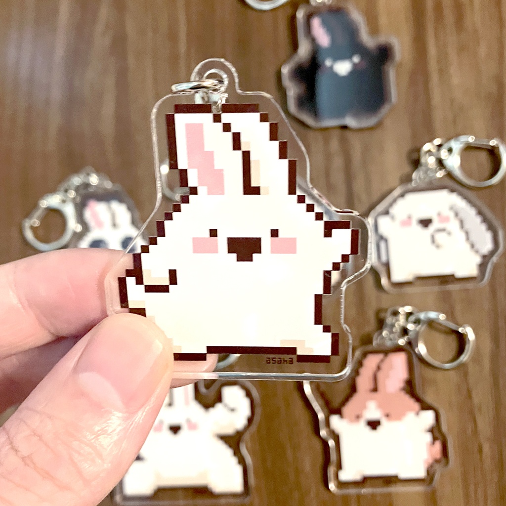 ドコドコうさぎシリーズ両面プリントアクキー