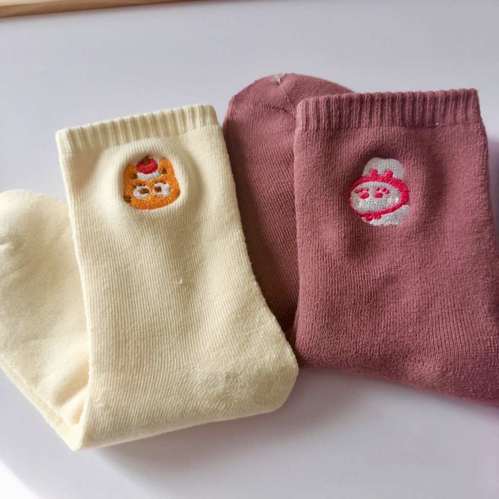 刺繍ワンポイントふわもち靴下