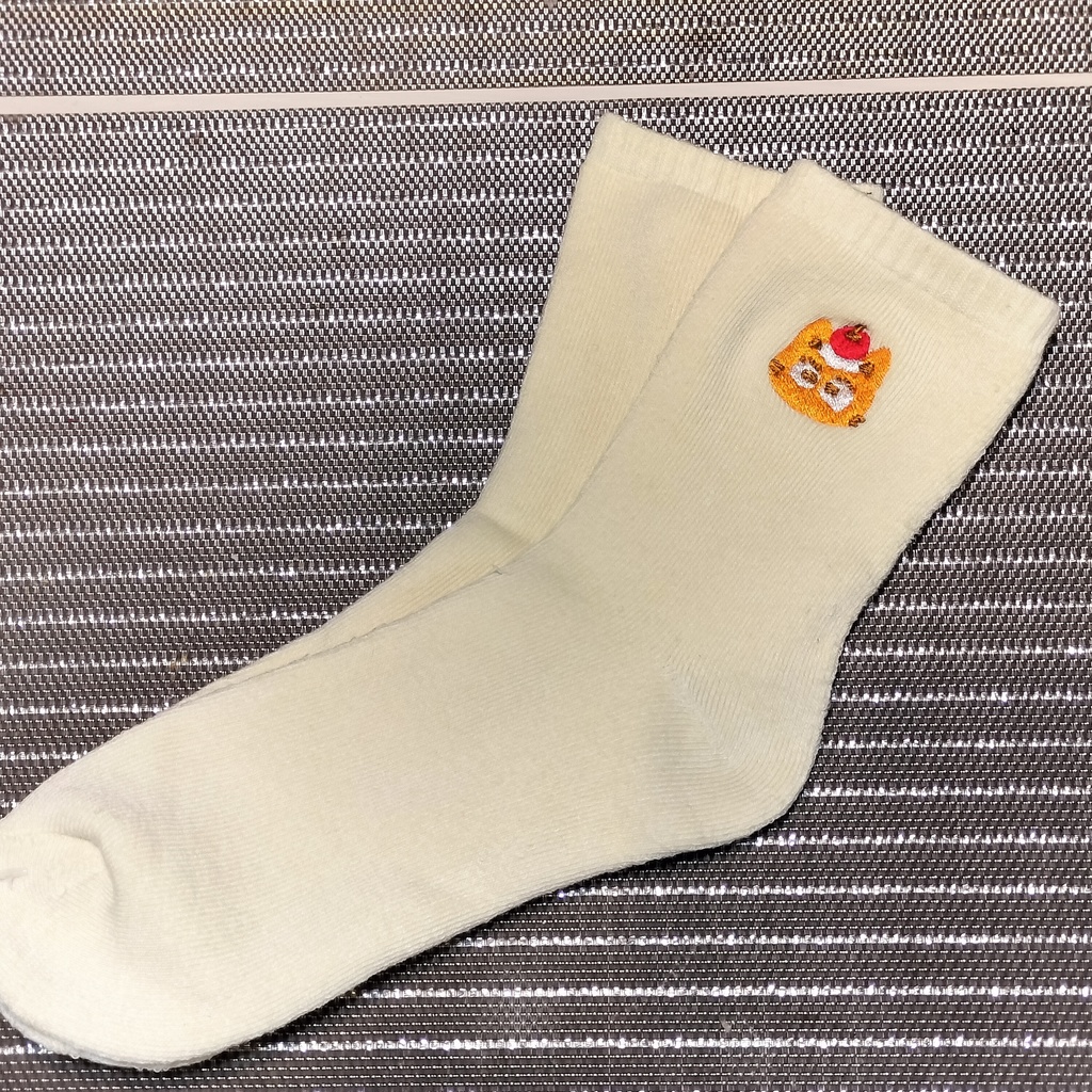 刺繍ワンポイントふわもち靴下