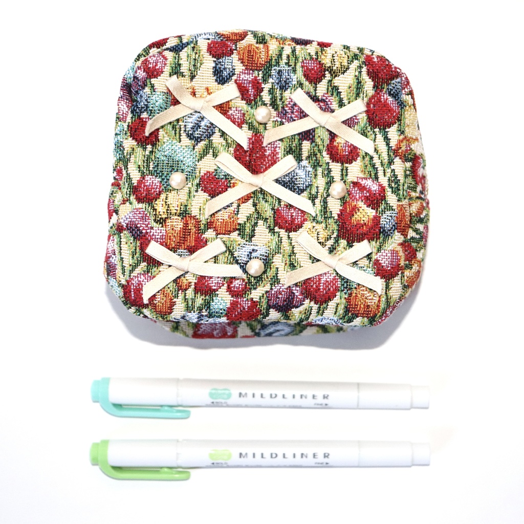 パールリボン付チューリップゴブランポーチ