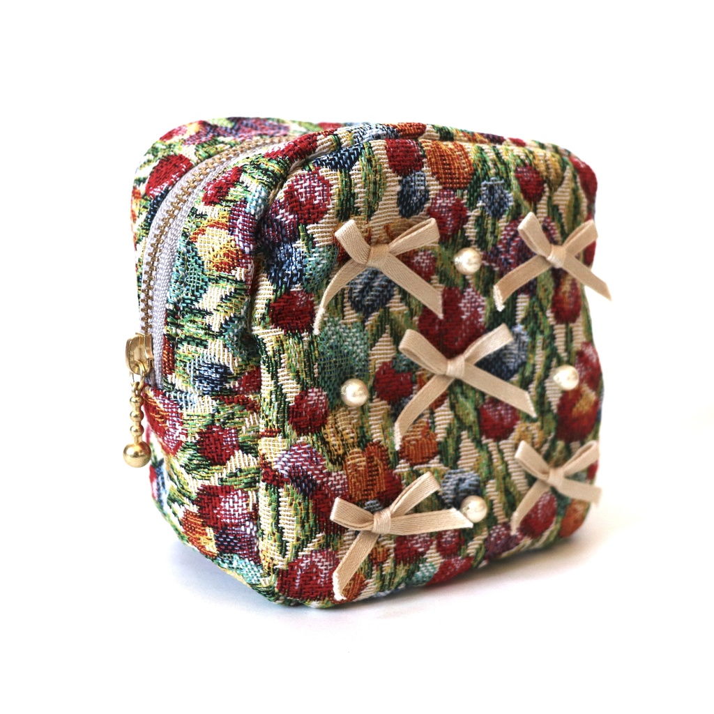 パールリボン付チューリップゴブランポーチ