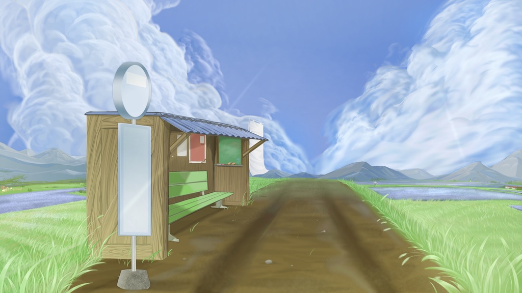 田園風景【背景イラスト素材】