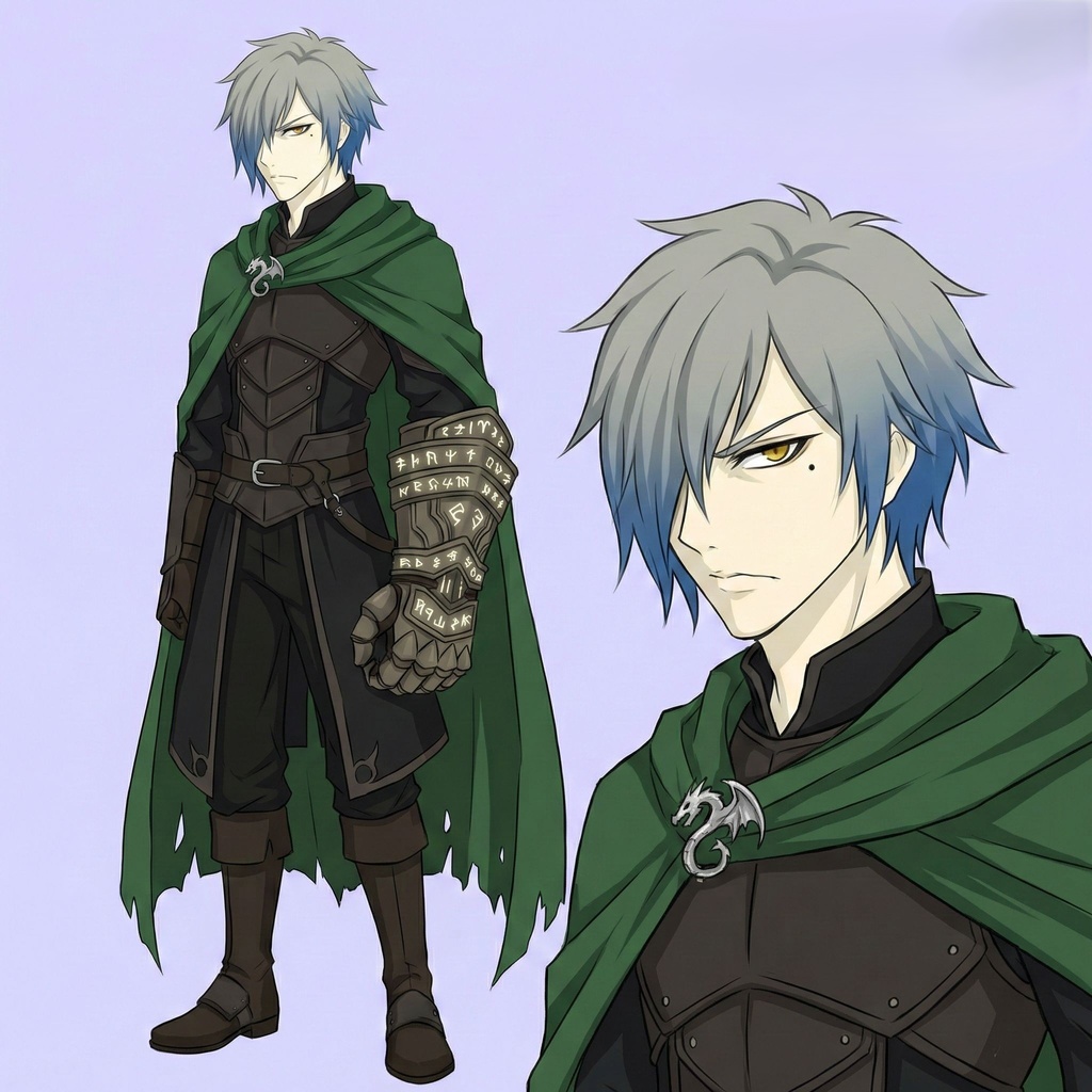 【TRPG用立ち絵素材】魔導ガントレットの魔法使い青年（表情差分なし）