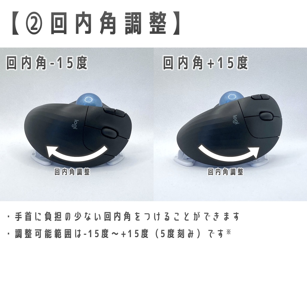 Logicool ERGO M575用 2軸調整傾斜スタンド ホワイト