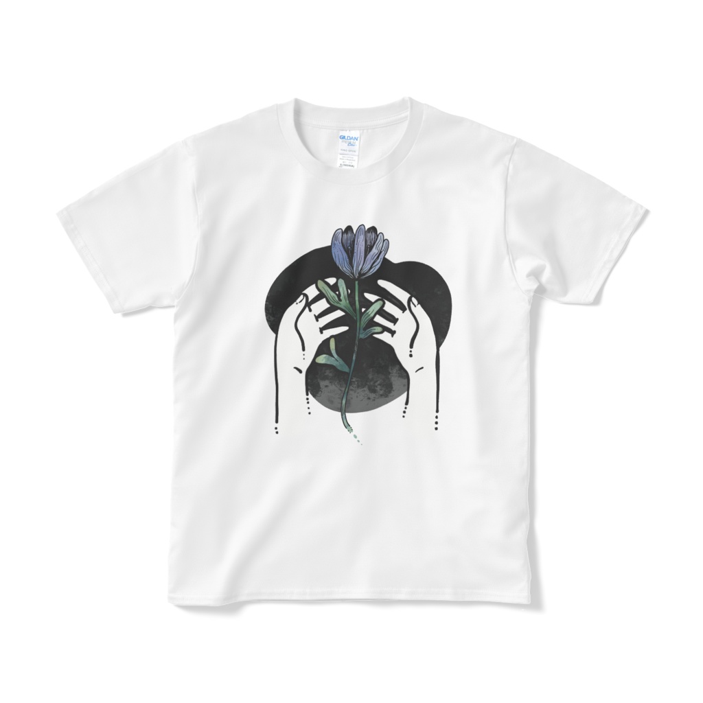 夜の色の花Tシャツ
