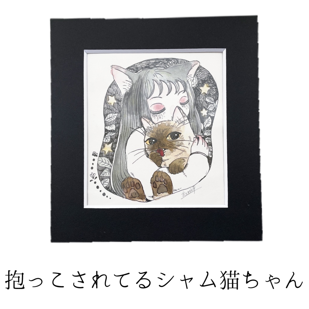 猫ちゃんたちの1/4色紙原画