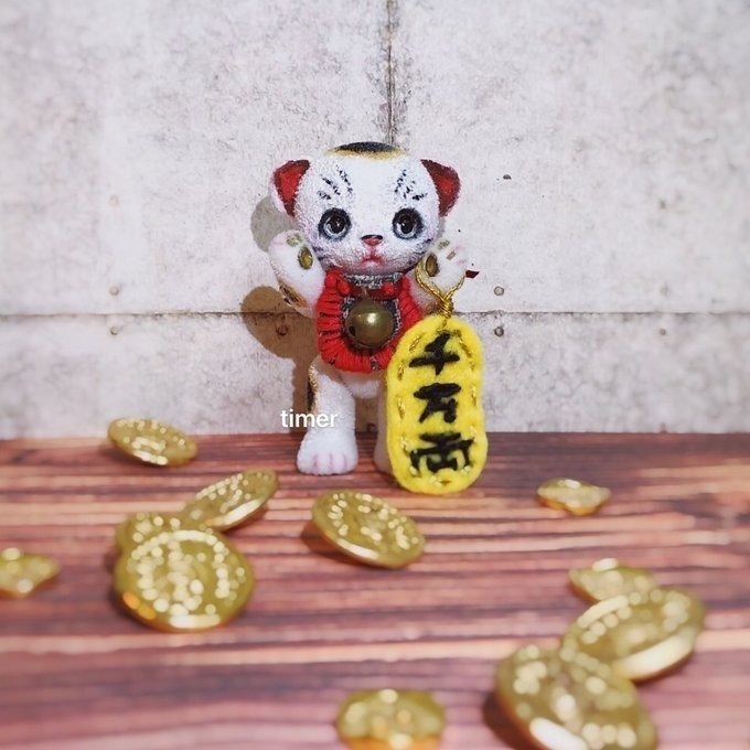 ハニーベア カスタム ミモザ ホワイト 招き猫 ラッキー 20