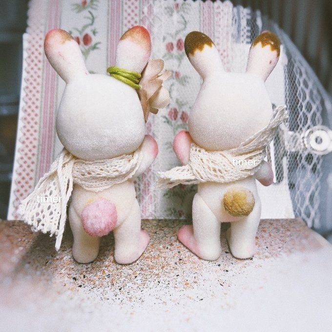 カスタム ウサギファミリー ホワイト シルバニアファミリーの人形