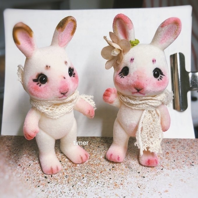 カスタム ウサギファミリー ホワイト シルバニアファミリーの人形
