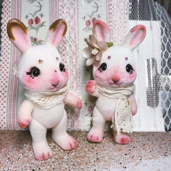 カスタム ウサギファミリー ホワイト シルバニアファミリーの人形