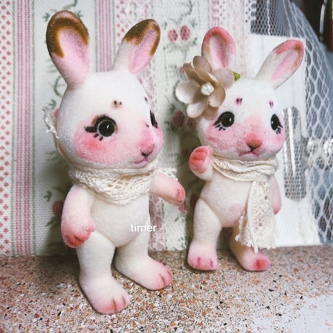 カスタム ウサギファミリー ホワイト シルバニアファミリーの人形