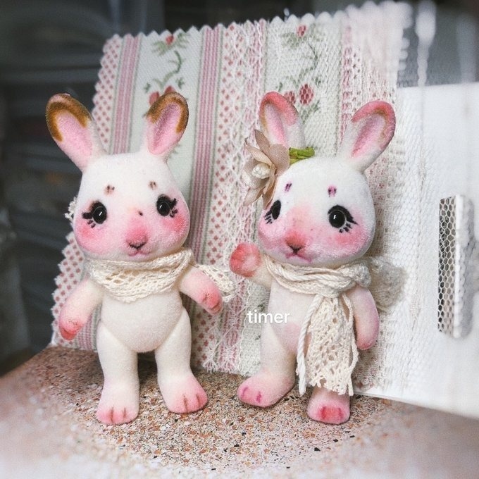 カスタム ウサギファミリー ホワイト シルバニアファミリーの人形