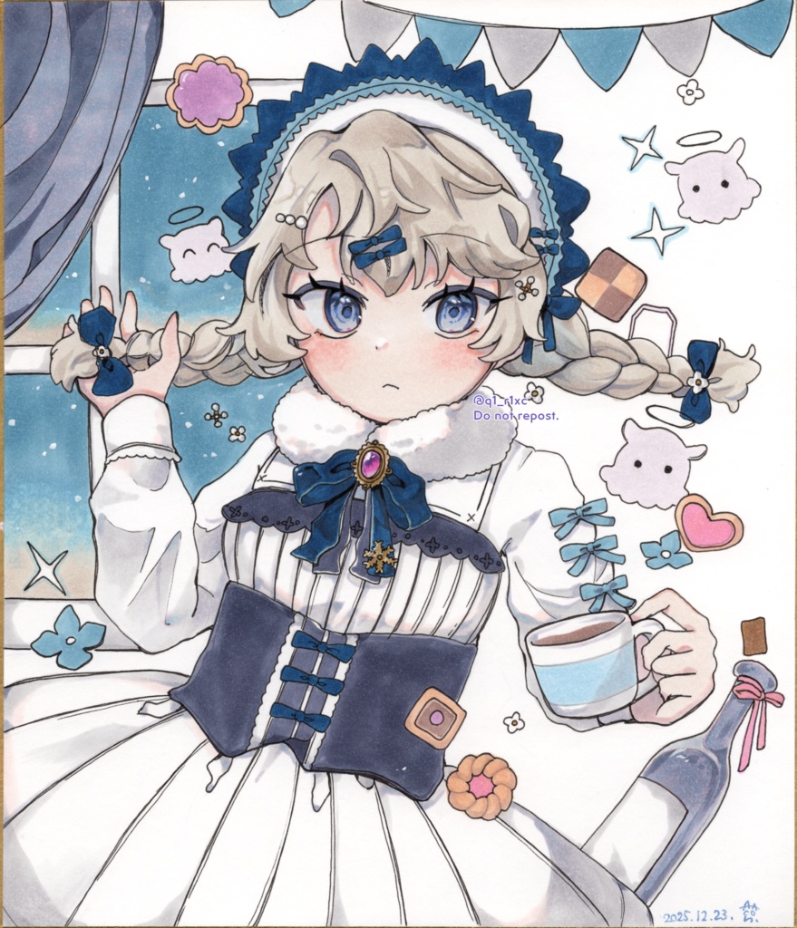 【色紙原画】Blue winter