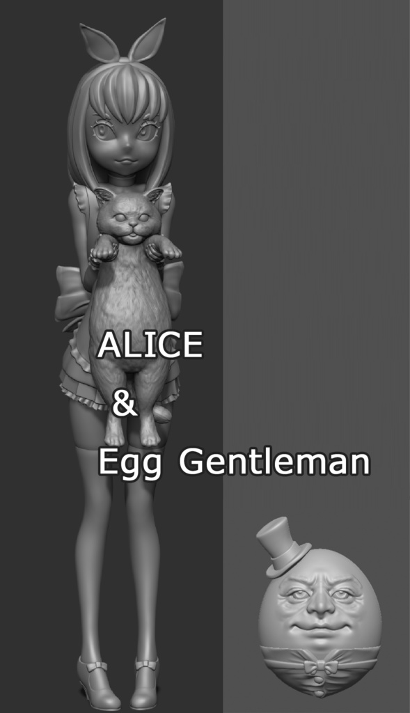 ALICE & Egg Gentleman(アリスと卵紳士)Digital models ,3Dprintable(STL files)