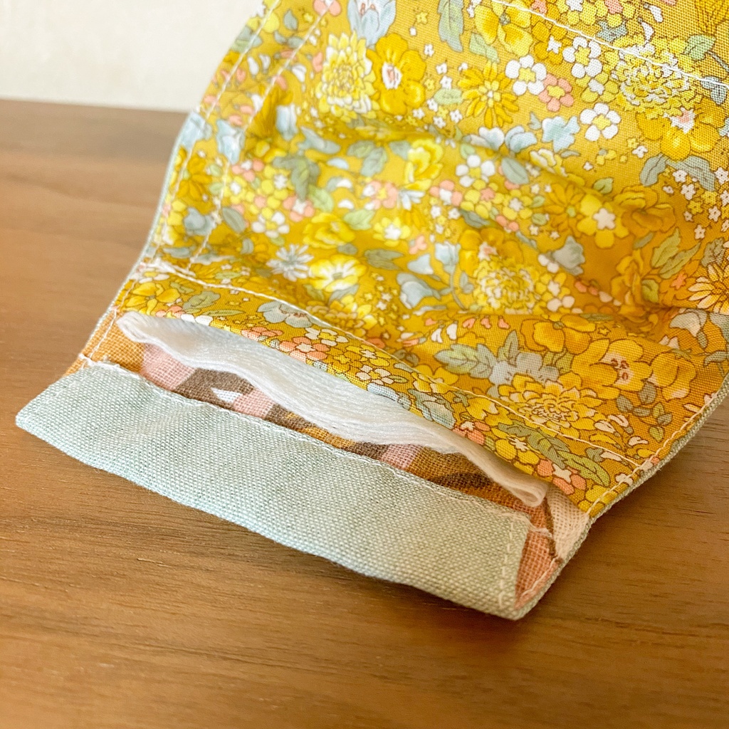 匿名配送■布マスク■フィルターポケット付き 大人用 シンプル グリーン 花柄