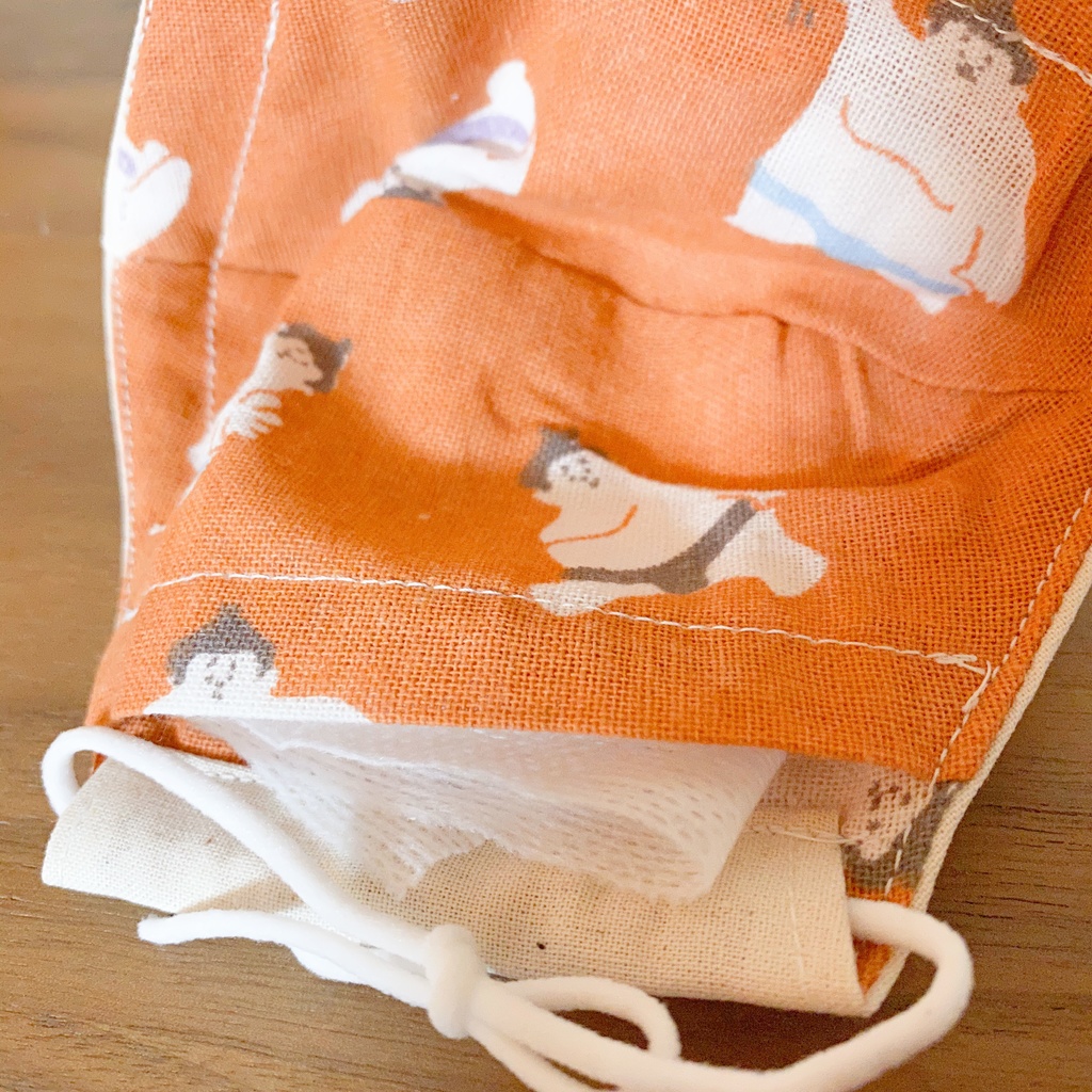 匿名配送■布マスク■フィルターポケット付き 大人用 シンプル 白 相撲 力士柄