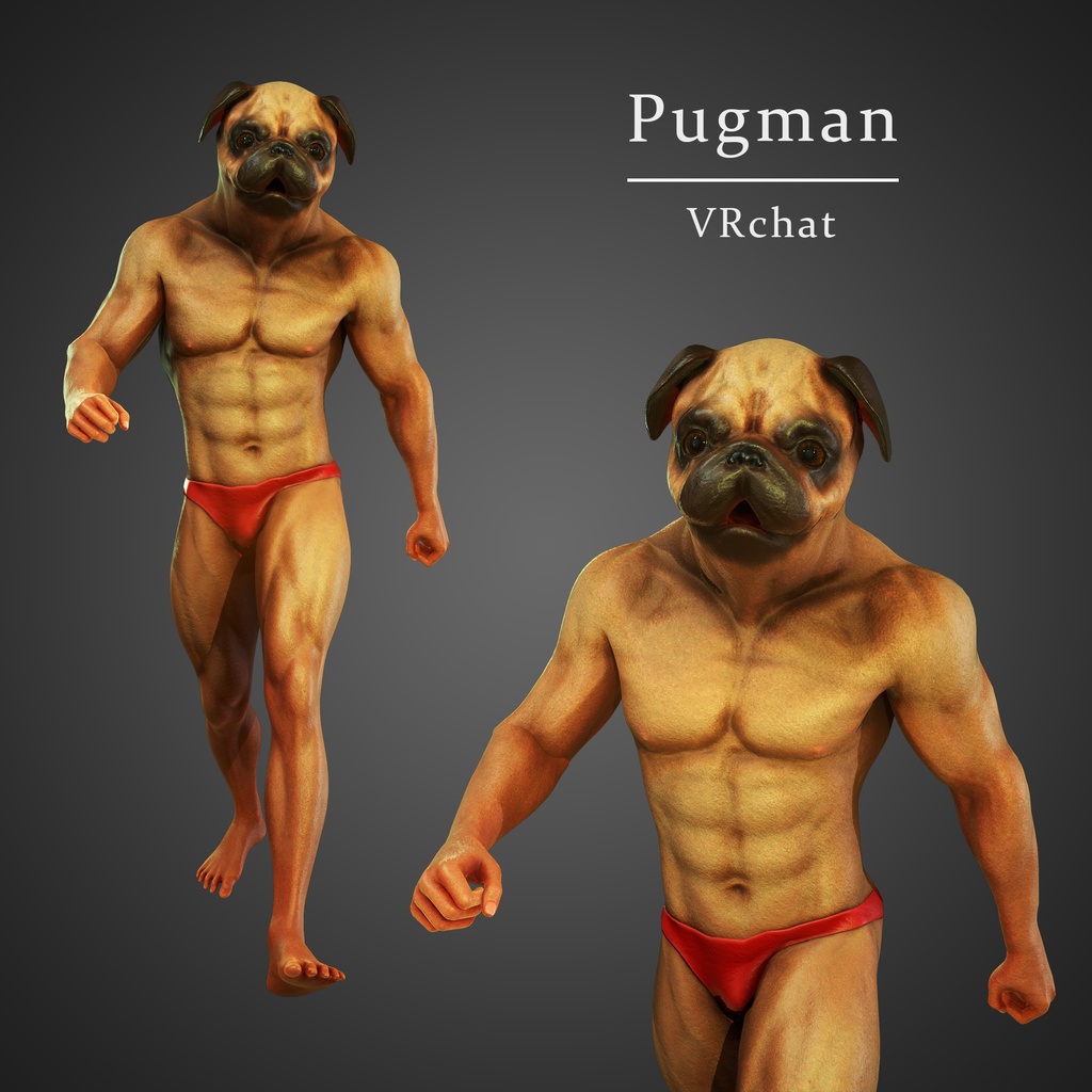 オリジナル パグ男 3Dモデル