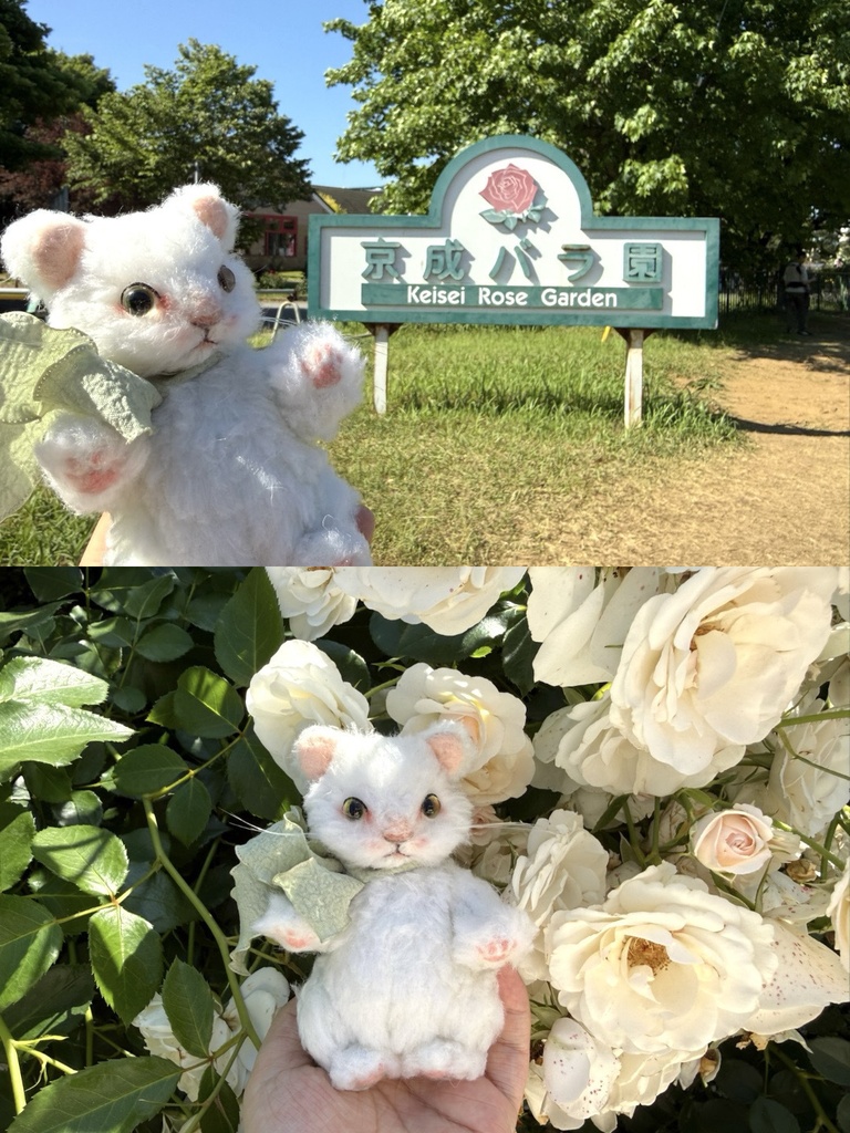 【受注制作】ホワイトライオンの赤ちゃんぬいぐるみ「ゆきだるま」|5ジョイント・しっぽで支えて自立