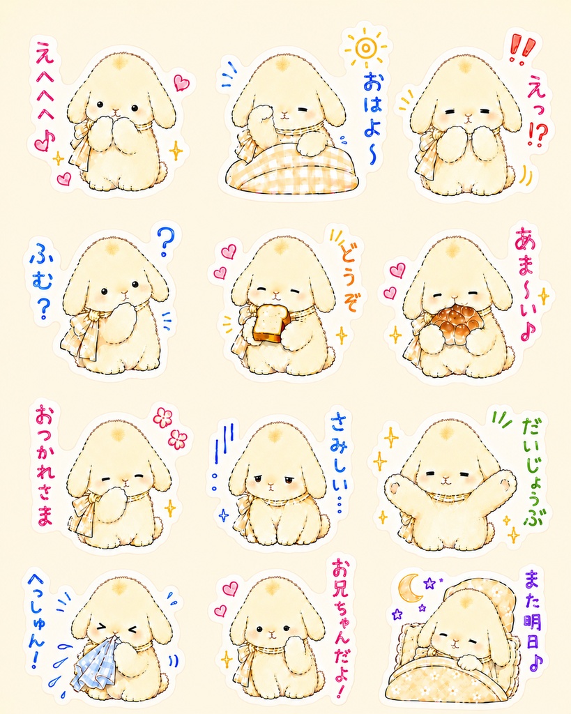 【受注生産】オリジナルうさぎぬいぐるみ|キャラメル・プリン(クラシック版/5ジョイント・自立)
