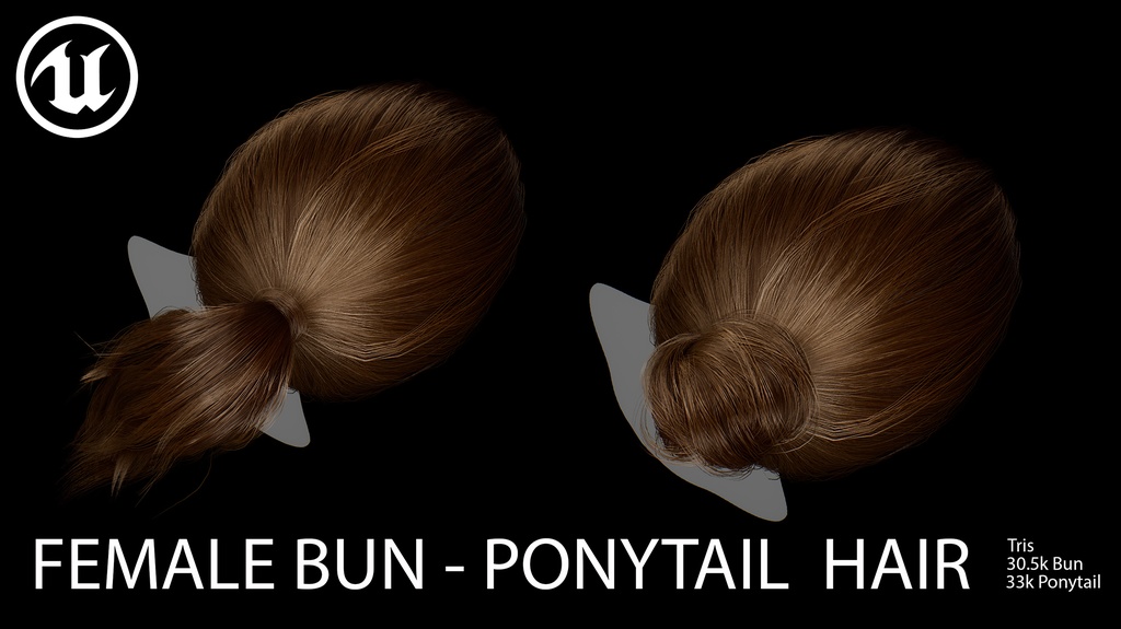 Female Bun-Ponytail hairstyle real time hair (haircards)