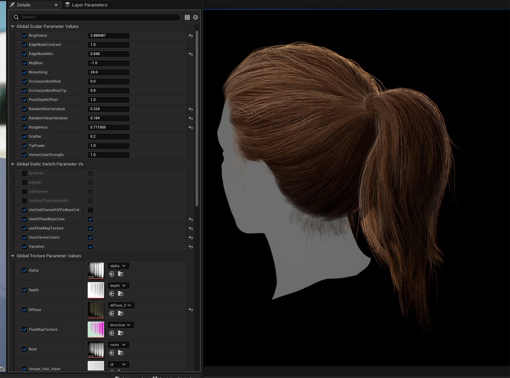 Female Bun-Ponytail hairstyle real time hair (haircards)