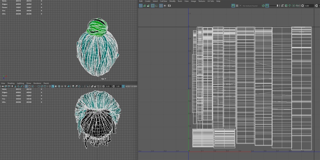 Female Bun-Ponytail hairstyle real time hair (haircards)