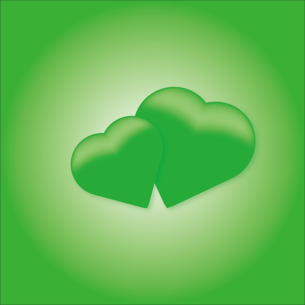 立体風ハート赤色・緑色・水色