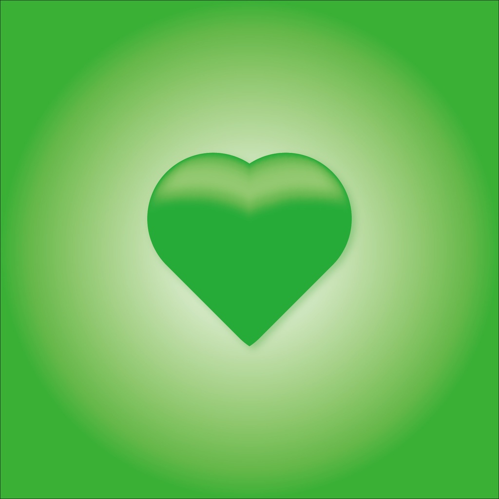 立体風ハート赤色・緑色・水色