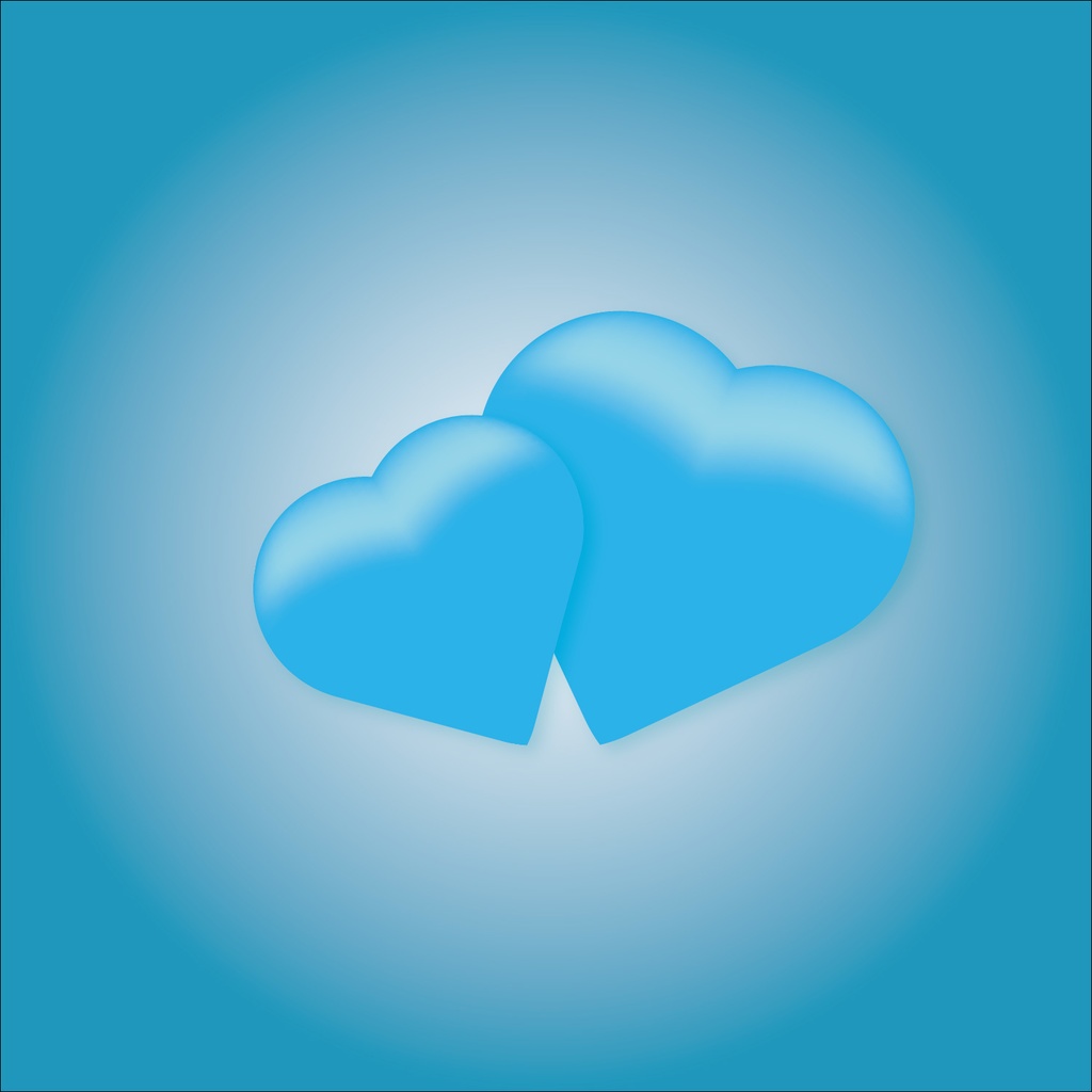 立体風ハート赤色・緑色・水色