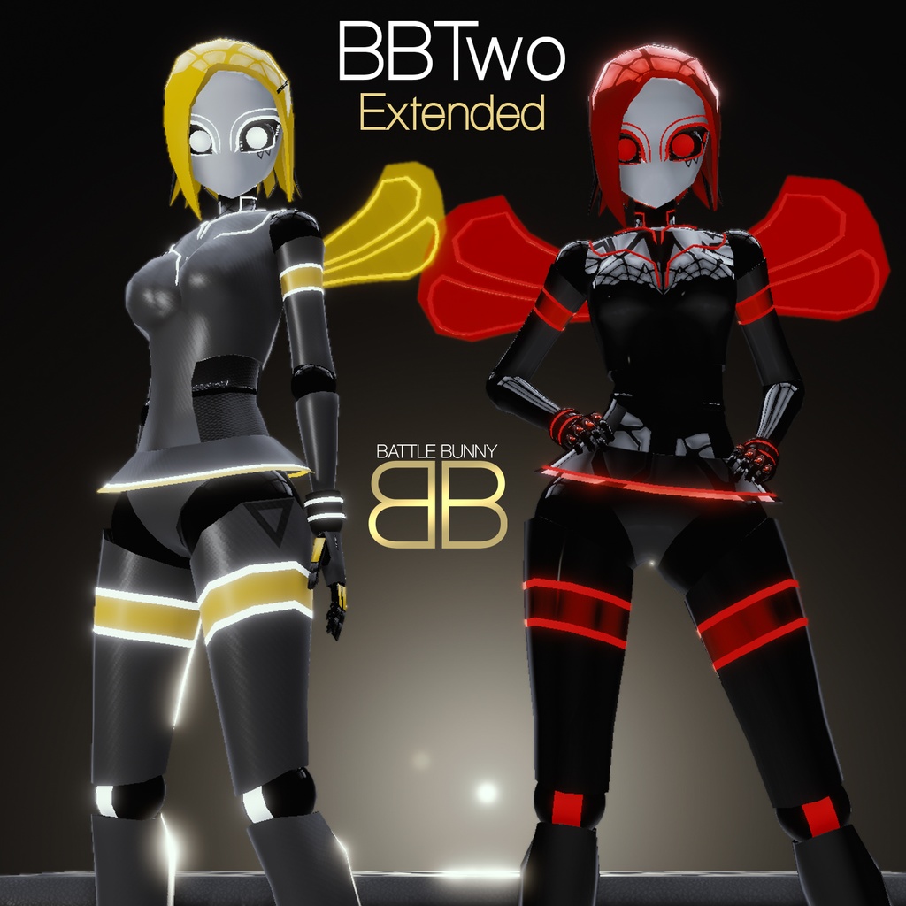 Original 3d Model two Extended Vrchat Avatar Battle Bunny Mods Booth