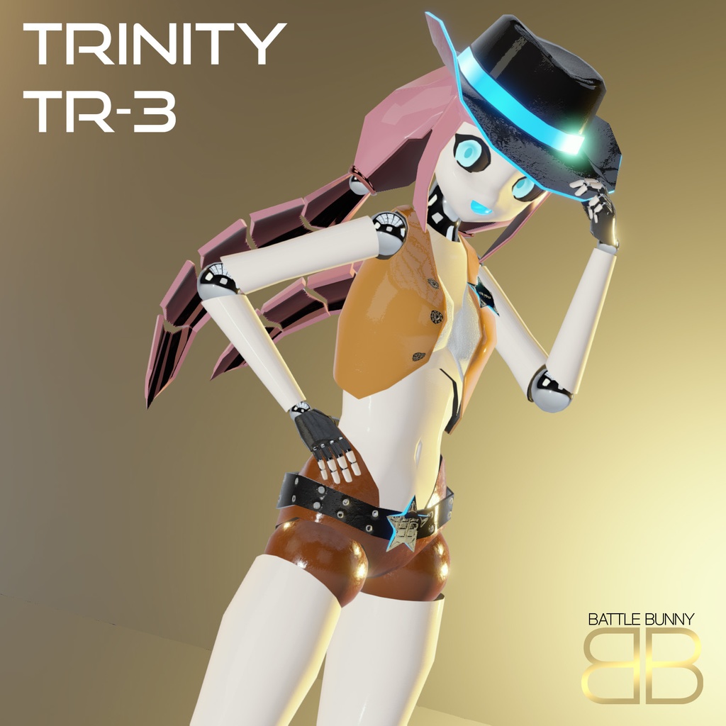[Original 3D Model] TRINITY TR3 Sheriff Cowgirl Robot VRChat Avatar