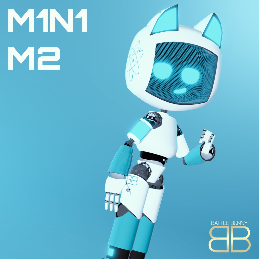[Original 3D Model] M1N1-M2 Cute Neko Bot VRChat Avatar