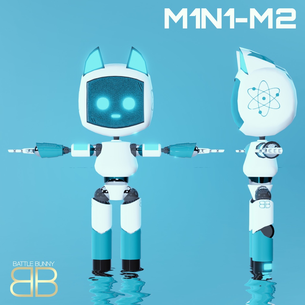 [Original 3D Model] M1N1-M2 Cute Neko Bot VRChat Avatar - Battle Bunny ...