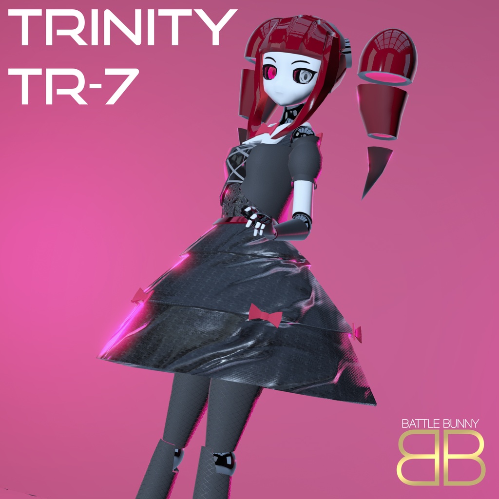 Original 3D Model] TRINITY TR7 Goth Lolita VRChat Avatar - Battle Bunny Mods - BOOTH