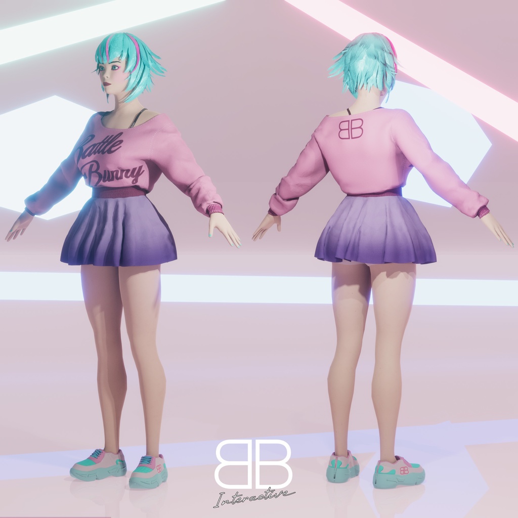 [Original 3D Model] IVY V1 Modular VRChat VTuber Avatar - Battle Bunny Mods - 2/4