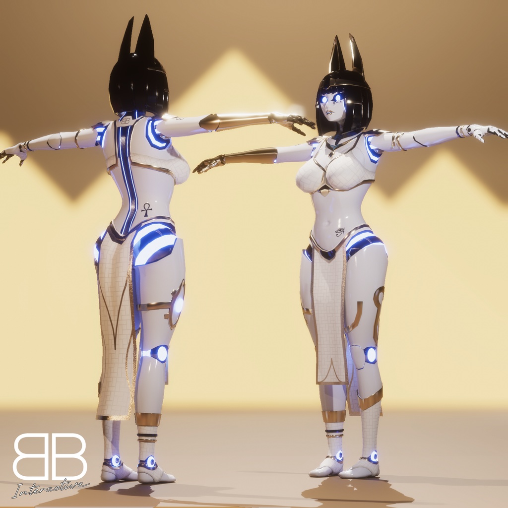 [Original 3D Model] S13RRA SR21 Egyptica Robot Girl VRChat Avatar - Battle Bunny Mods - 2/4