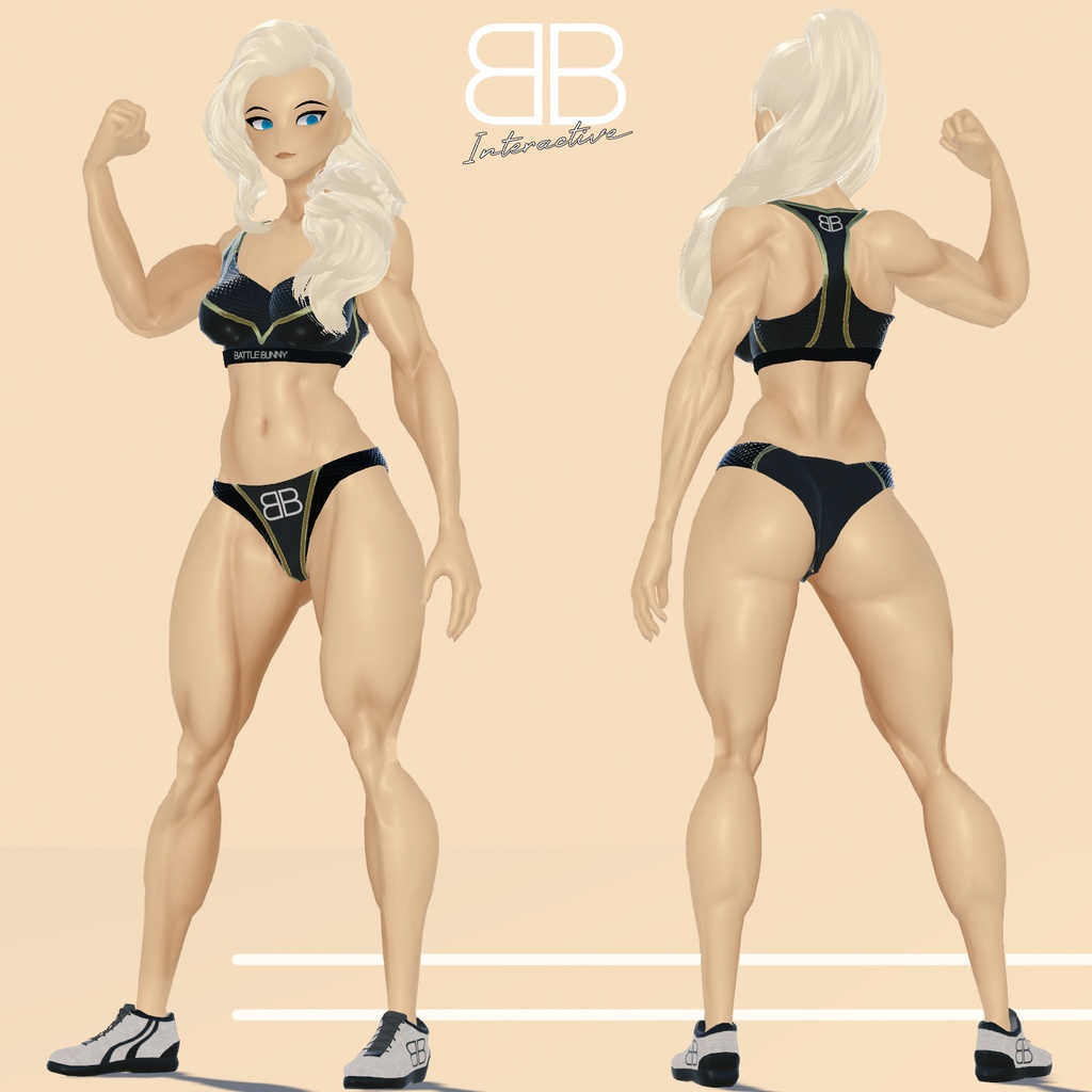 [Original 3D Model] ECHO Fit Muscular Female VRChat Base Model + Avatar - Battle Bunny Mods - 2/5
