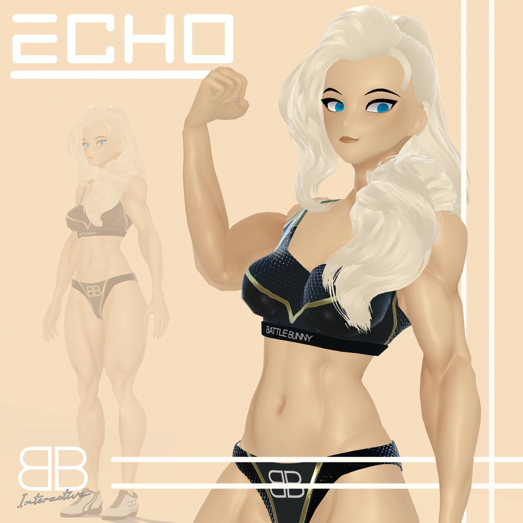 [Original 3D Model] ECHO Fit Muscular Female VRChat Base Model + Avatar