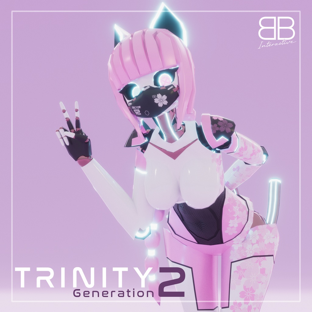 [Original 3D Model] TRINITY TR-21 Sakura Neko Robot Girl VRChat Avatar 