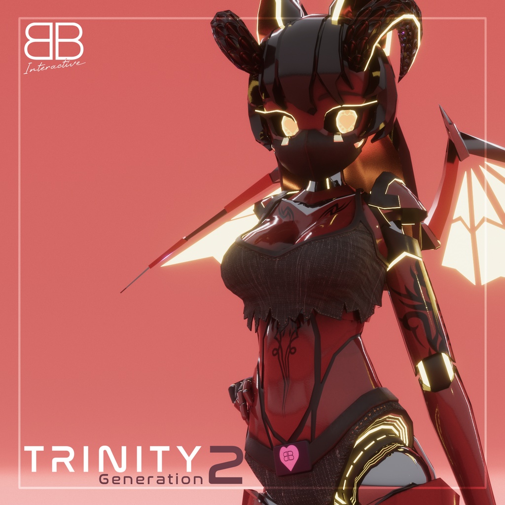 [Original 3D Model] TRINITY TR-24 Neko Demon Robot Girl VRChat Avatar 