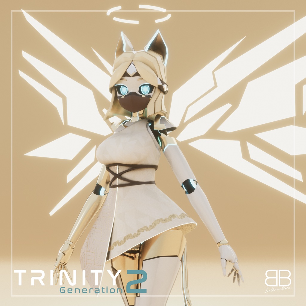 [Original 3D Model] TRINITY TR-25 Cyber Angel Robot Girl VRChat Avatar