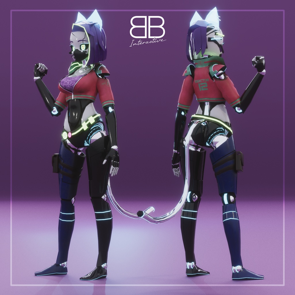 [Original 3D Model] TRINITY TR-26 Cyberpunk Robot Girl VRChat Avatar - Battle Bunny Mods - 2/4