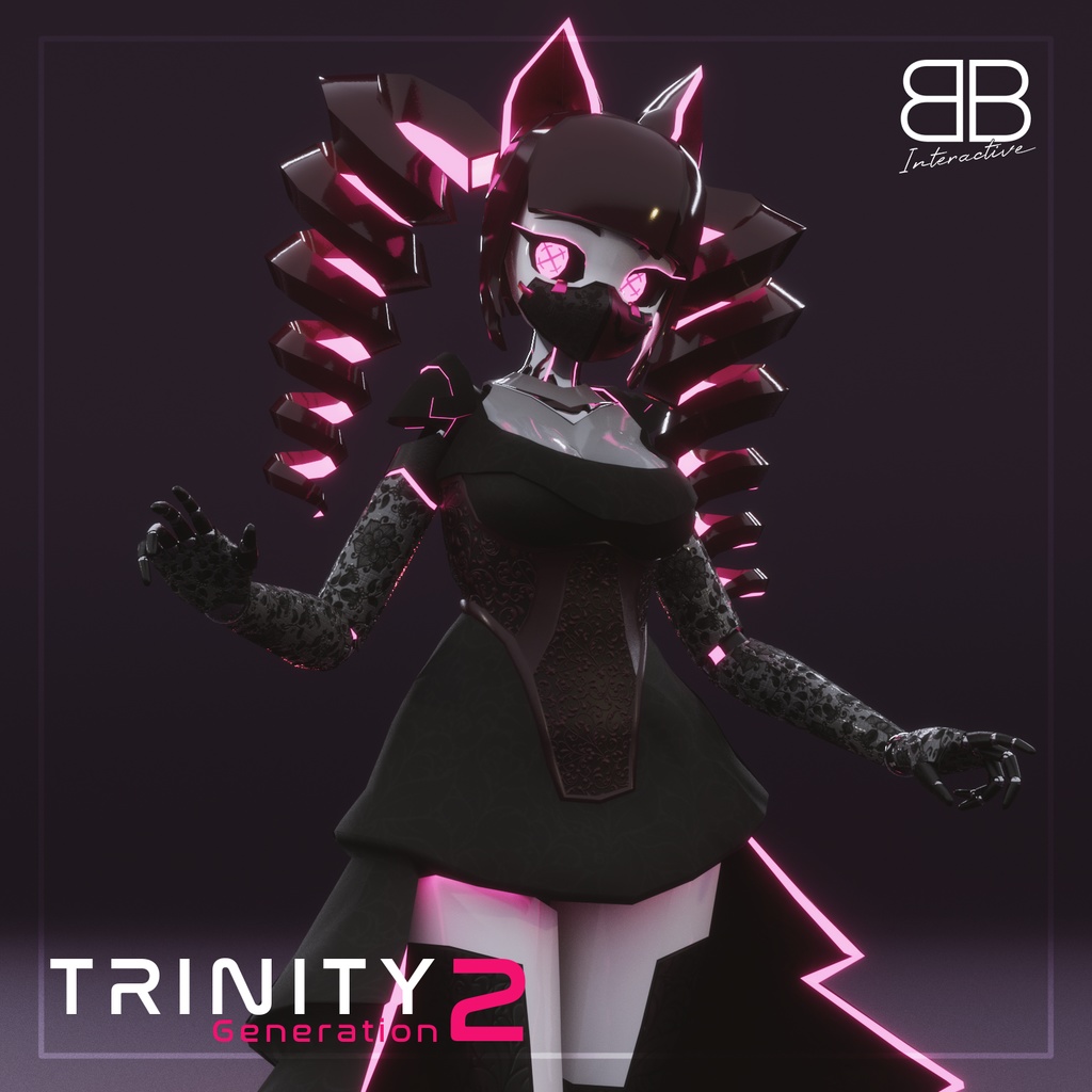 [Original 3D Model] TRINITY TR-27 Gothic Robot Girl VRChat Avatar