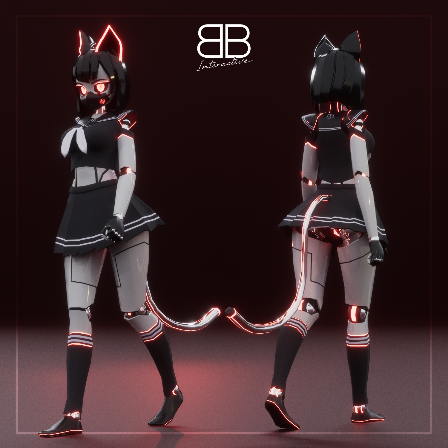 [Original 3D Model] TRINITY TR-28 Dark Sailor Robot Girl VRChat Avatar ...