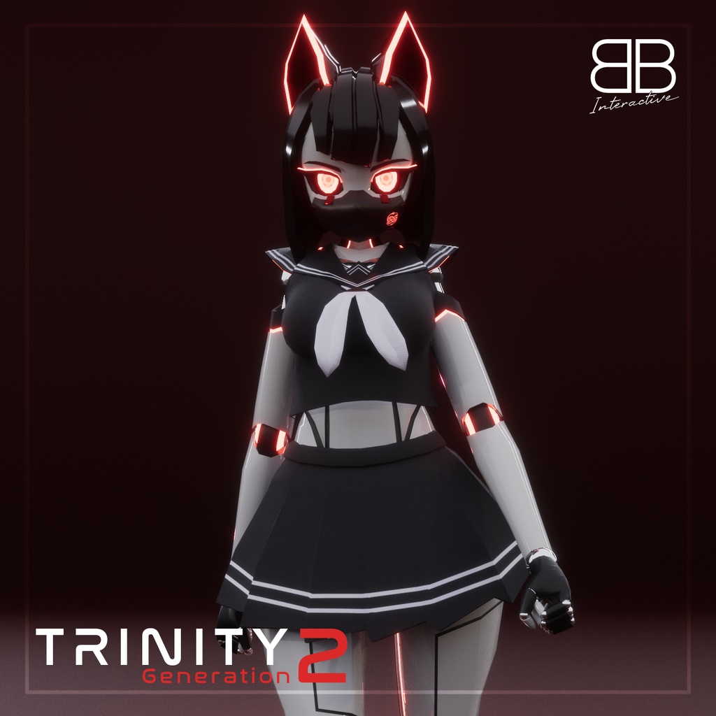[Original 3D Model] TRINITY TR-28 Dark Sailor Robot Girl VRChat Avatar