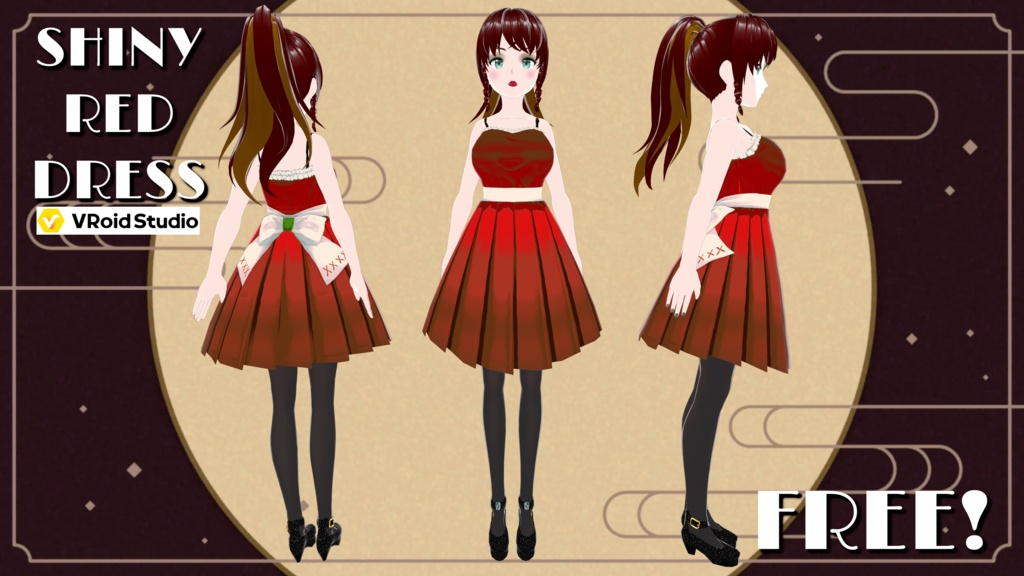 Shiny Red Dress - VRoid Studio - FREE!!!