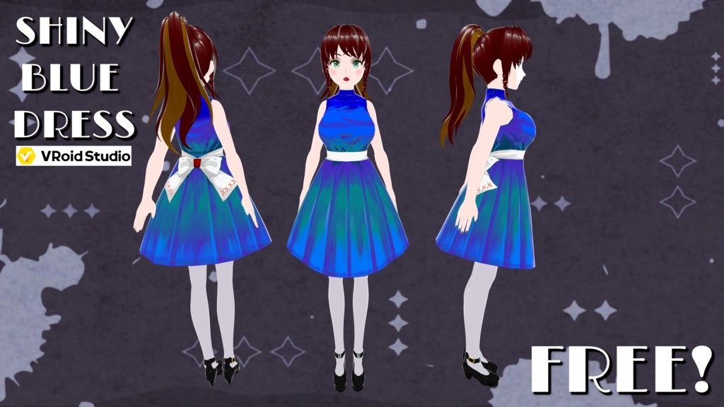 Shiny Blue Dress - VRoid Studio - FREE!!!